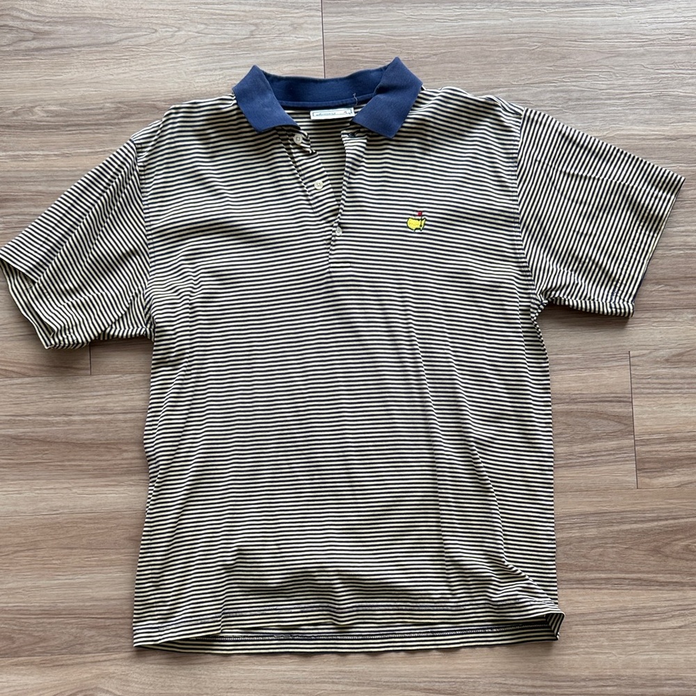 Masters Yellow Navy Striped Polo